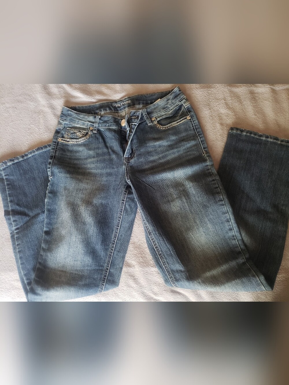 Maurices Straight Leg Blue Wash Jeans with Subtle Fading